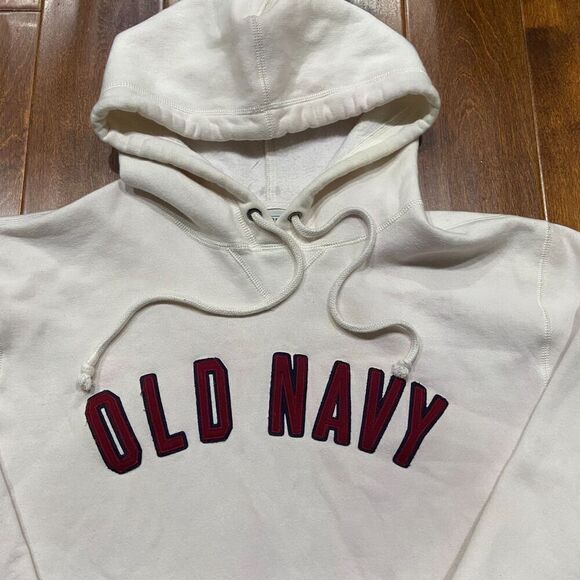 Old Navy Y2K Vintage Pullover Spell Out Logo White Red Hoodie Men's Large - Picture 2 of 8